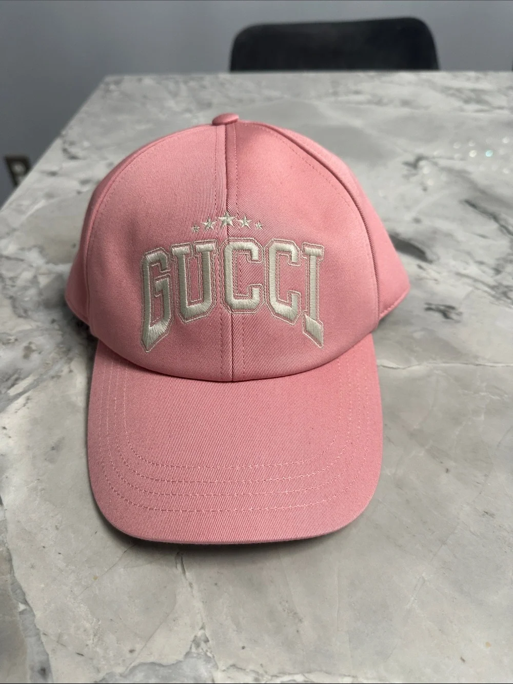NWT Gucci Pink Baseball Cap with Cream Embroidered Logo